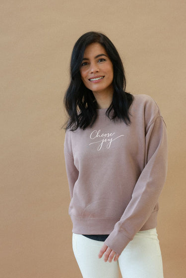 "Joy" Slumber Sweater Cursive Front