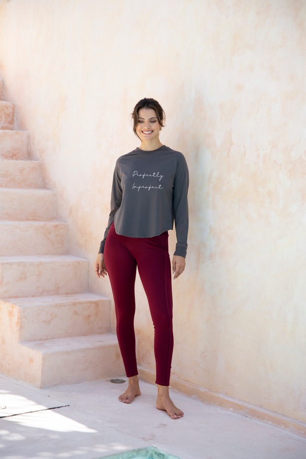 'Perfectly Imperfect' Cross Back Long Sleeve Tee