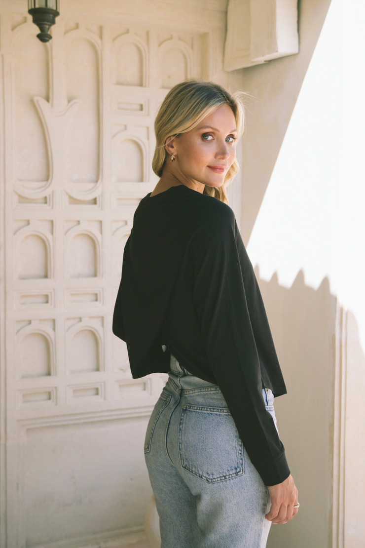 'Follow Your Heart' Cross Back Long Sleeve Tee