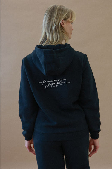 "Peace" Cloud Hoodie Cursive Back