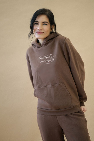 "Uniquely me" Cloud Hoodie Cursive Front