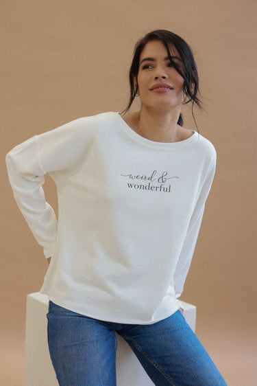 "Wonderful" Perfect Pullover Cursive Front