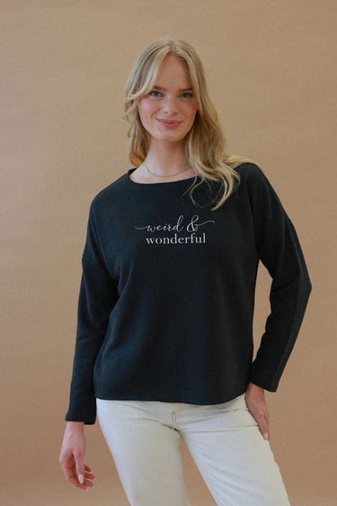 "Wonderful" Perfect Pullover Cursive Front