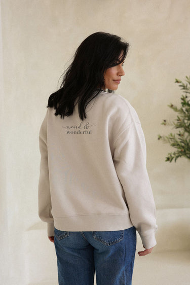 "Wonderful" Slumber Sweater Cursive Back