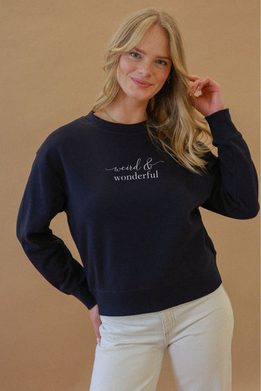 "Wonderful" Slumber Sweater Cursive Front