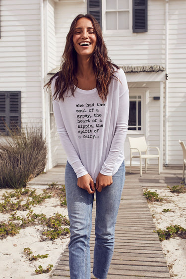 "Heart of a Hippie" Original Ribbed Long Sleeve Tee Front