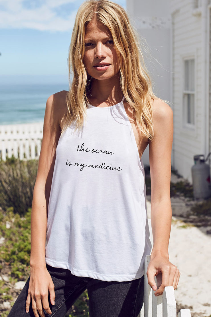 "Ocean" Flowy High Neck Tank