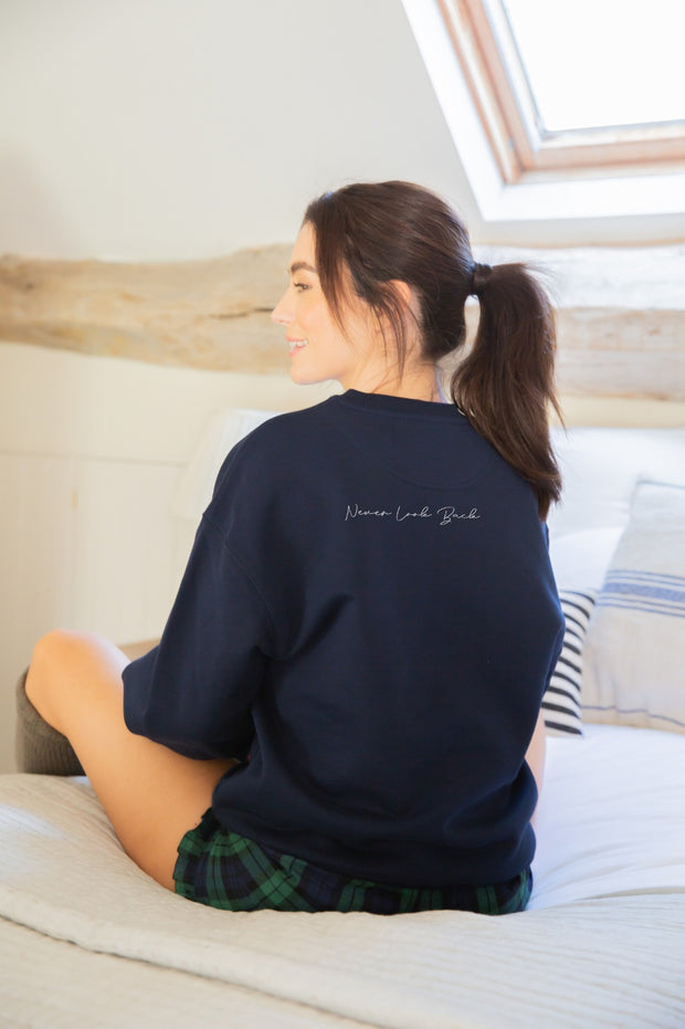"Never Look Back" Cozy Crewneck Heavy Sweater