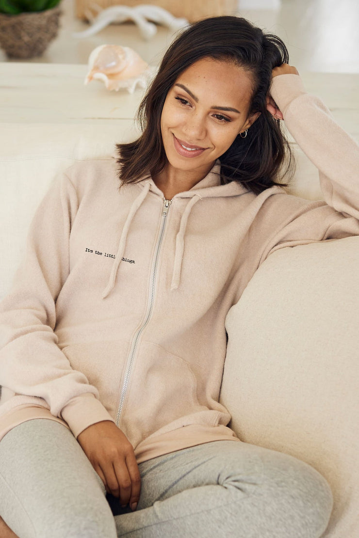 "Little Things" Embroidered Fleece Hoodie