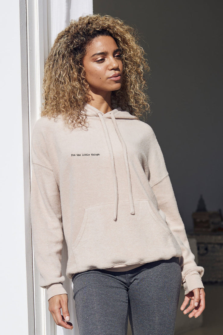 "Little Things" Embroidered Fleece Hoodie