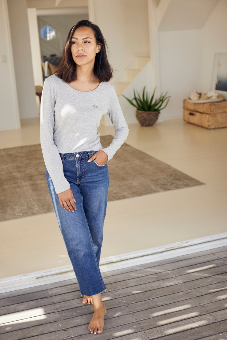 Embroidered Signature Lotus Long Sleeve Tee