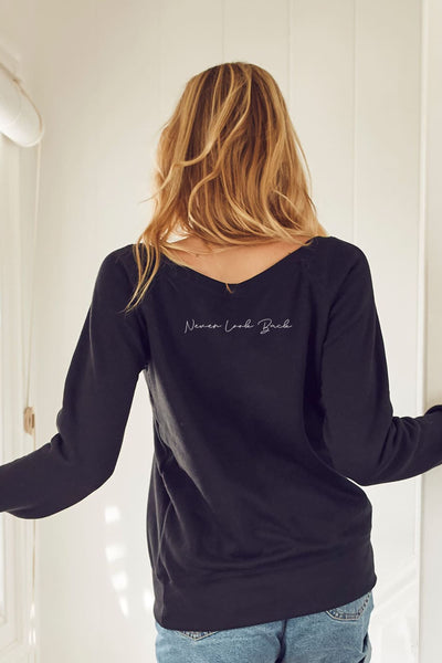 "Never Look Back"  Cozy Pullover