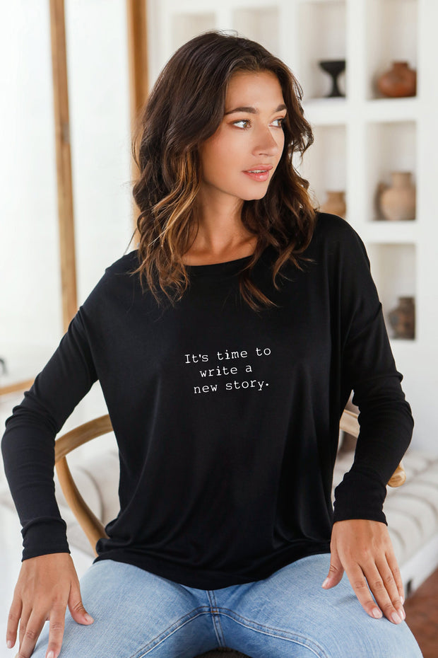 "New Story" Flowy Long Sleeve Tee