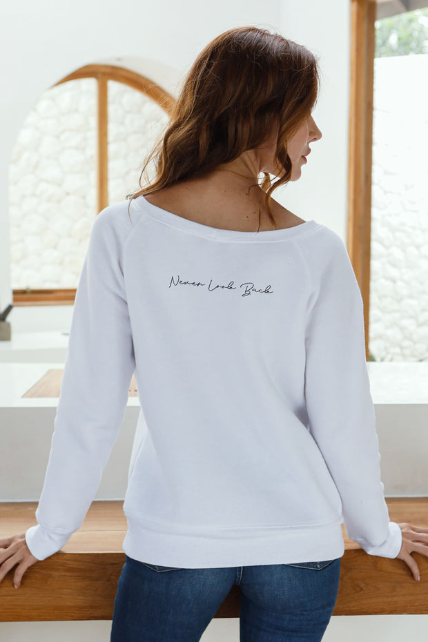 "Never Look Back"  Cozy Pullover